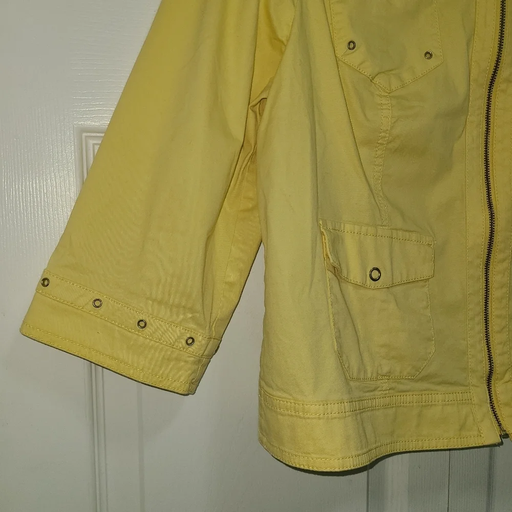 Chico's Yellow Jacket Coat with Collared Neckline‎ and 3/4 Sleeves Size 2